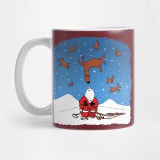 Santa Wrangling Flying Reindeer Mug